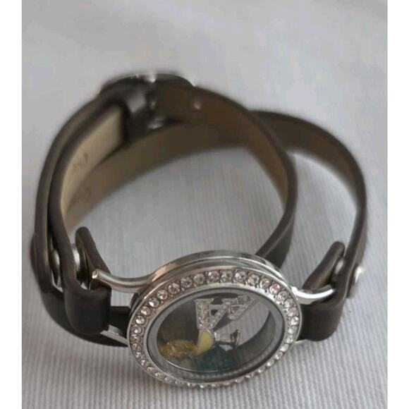 Origami Owl Wrap Bracelet Crystal Charms Adjustable Brown Margarita - Picture 5 of 10